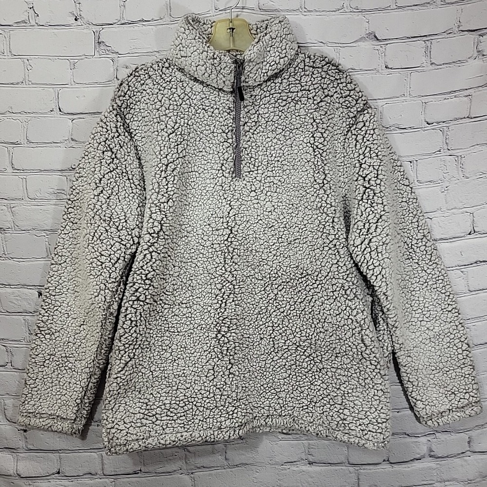 Stillwater Supply Jacket Womens L Large Sherpa‎ Pullover Gray Quarter Zip
